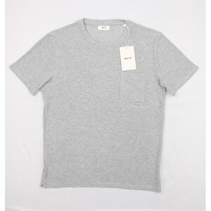 NN07 Mens Clive Tee Grey Mel L Crew Neck Short Sleeve Grid Textured Cotton Modal